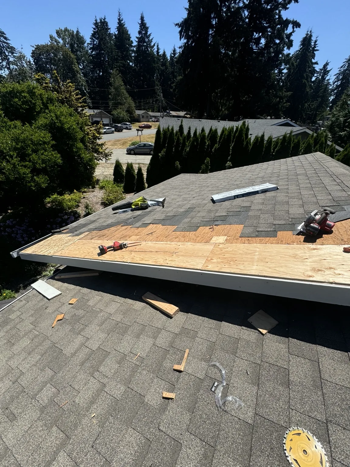 Preparing the rebuilt section during residential roof repair